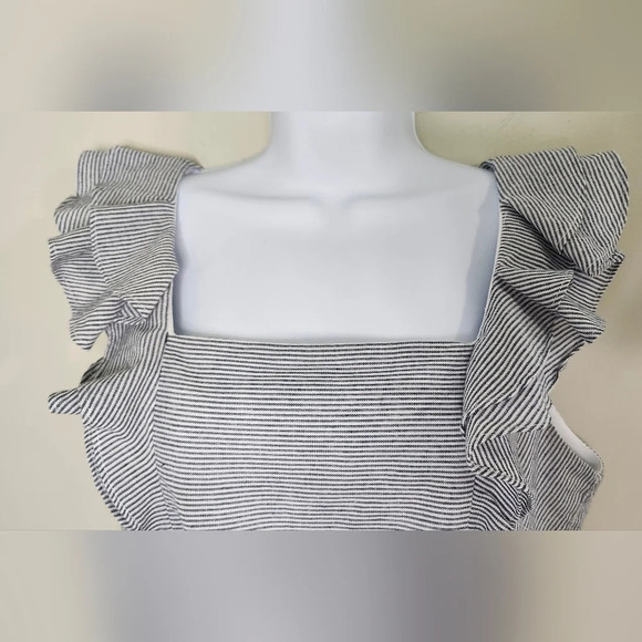 Andree By Unit Dress Women's Size‎ M Blue White Stripe Ruffle Sleeveless - Picture 2 of 8